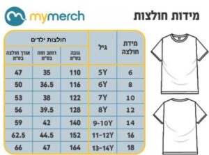 מדריך מידות חולצות ילדים