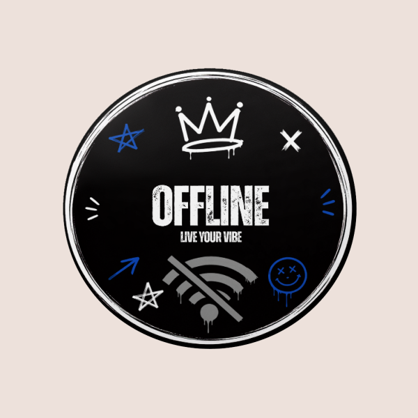סט 12 מדבקות עגולות, מדבקות OFFLINE – תמונה 2