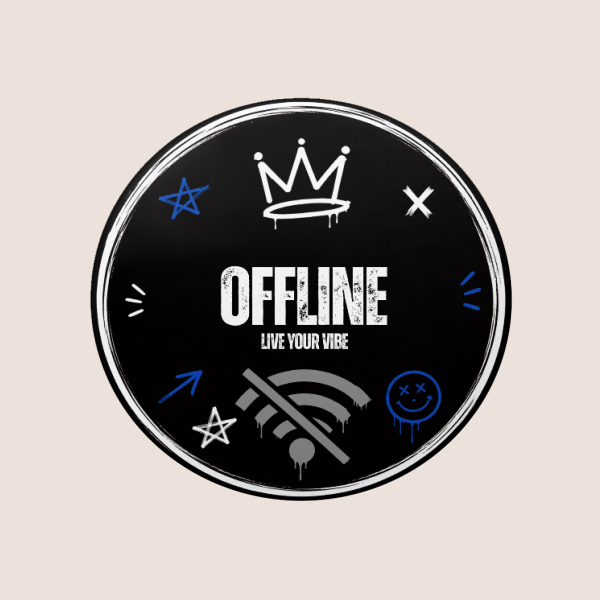 סט 12 מדבקות עגולות, מדבקות OFFLINE – תמונה 3