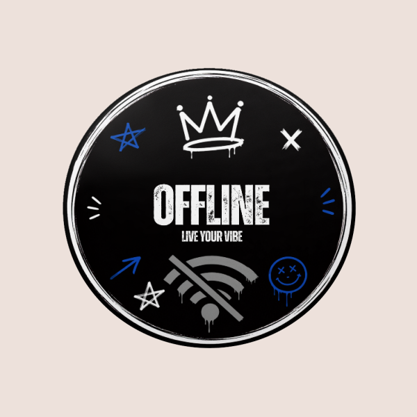 סט 12 מדבקות עגולות, מדבקות OFFLINE – תמונה 4