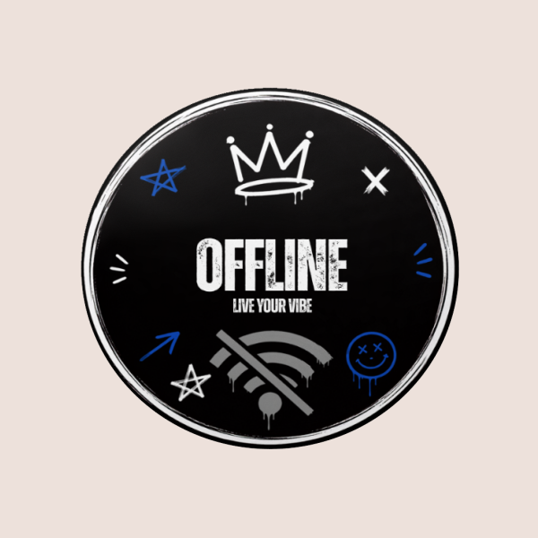 סט 12 מדבקות עגולות,  מדבקות OFFLINE